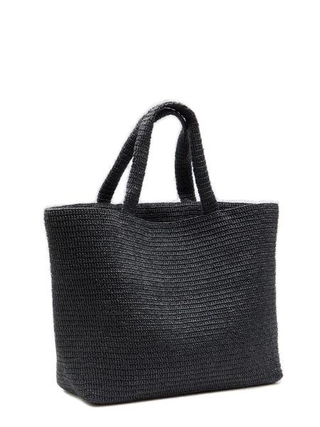 حقيبة توت رافيا سوداء مصنوعة يدويًا للرجال