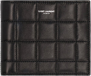 SAINT LAURENT Luxury Men's Leather Wallet with Multiple Compartments - Black