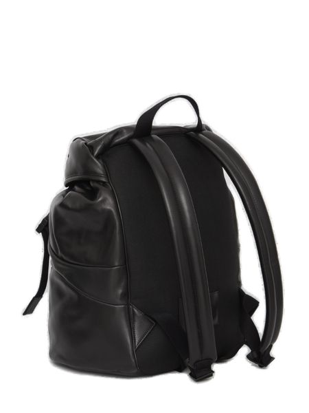 حقيبة ظهر جلد فاخرة - أسود، FW23
