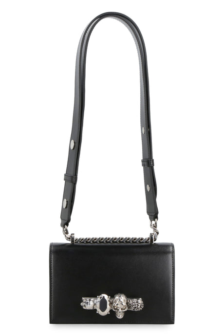 Black Mini Jewel Satchel Handbag for Women with Four-Ring Jeweled Handle