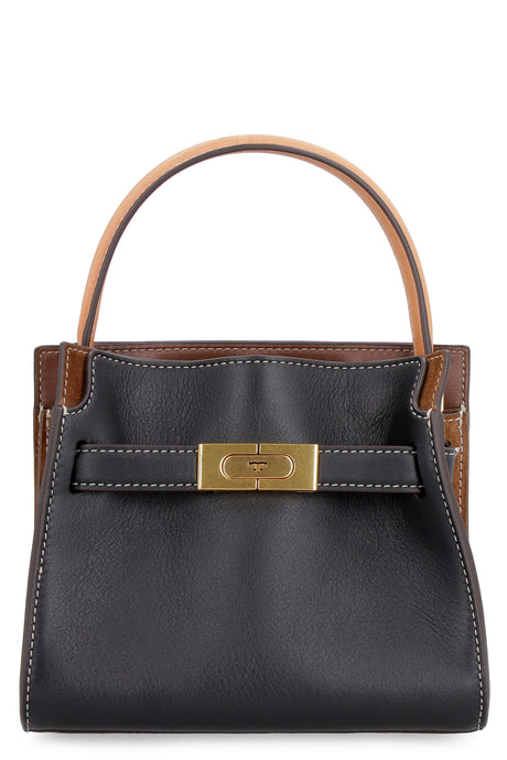 TORY BURCH Lee Radziwill Petite Double Bag in Black Leather 19x16x7cm