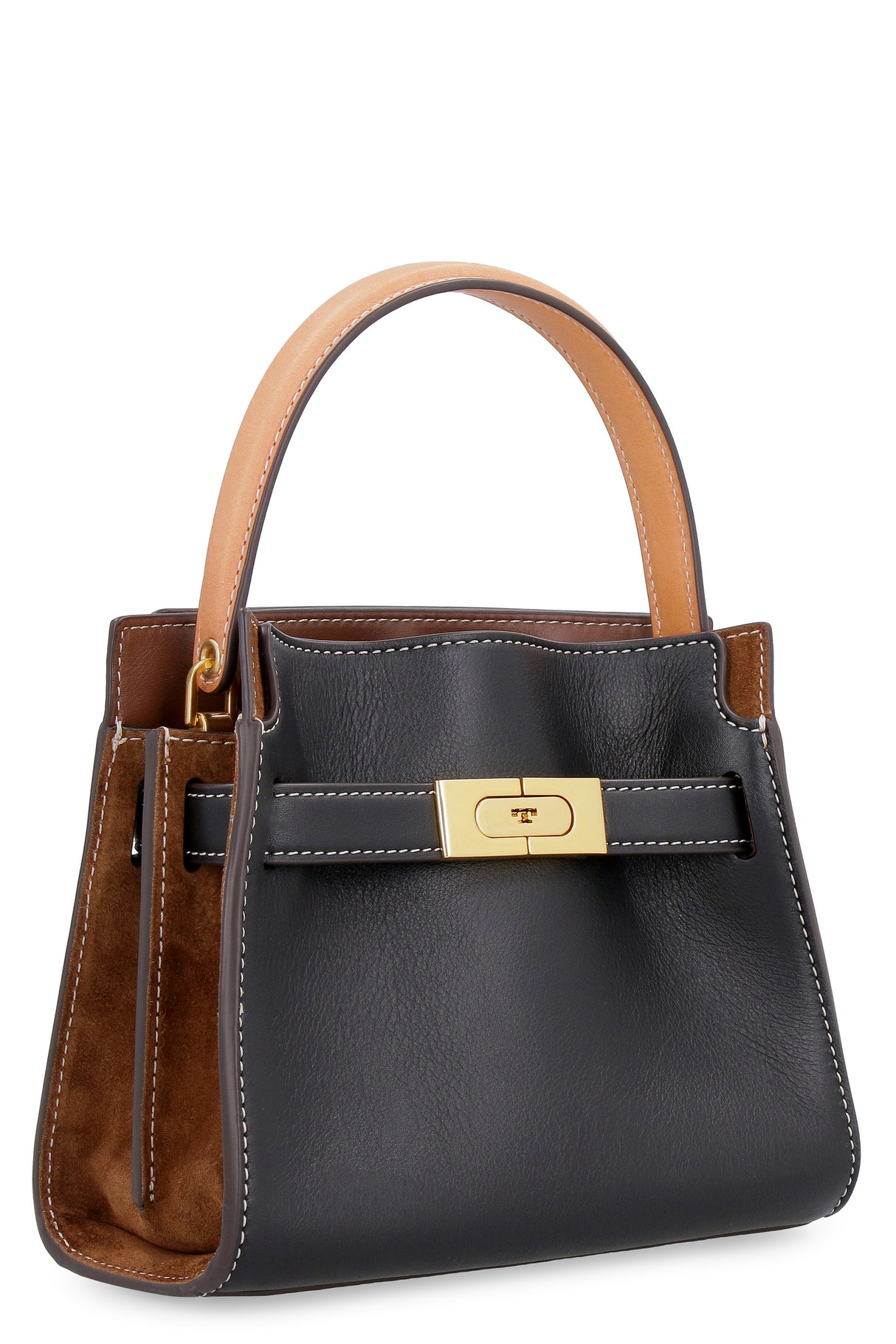 TORY BURCH Lee Radziwill Petite Double Bag in Black Leather 19x16x7cm