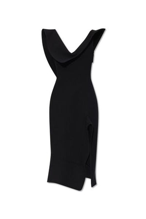 BOTTEGA VENETA Women's Black Cotton Blend Midi-Dress for FW24