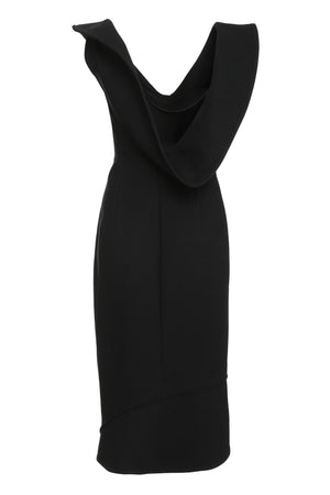 BOTTEGA VENETA Women's Black Cotton Blend Midi-Dress for FW24