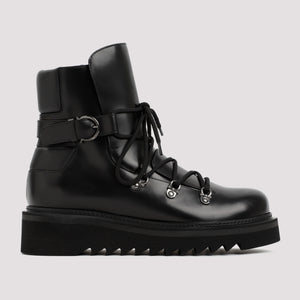 FERRAGAMO Black ElimO Boots for Women in Genuine Leather with 2CM Rubber Heel - SS23 Collection