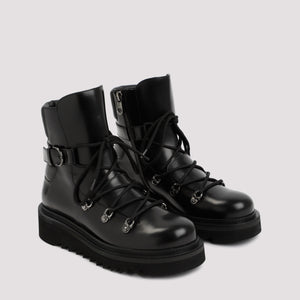 FERRAGAMO Black ElimO Boots for Women in Genuine Leather with 2CM Rubber Heel - SS23 Collection