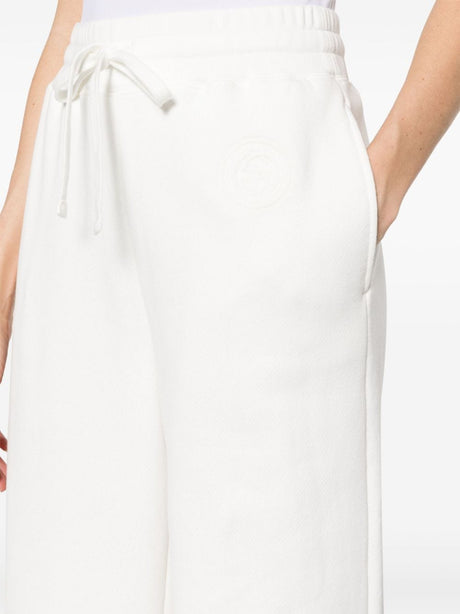 GUCCI White Cotton Sweatpants with Signature Interlocking G Logo for Women