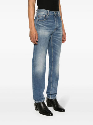 SAINT LAURENT Classic Men's Blue Low Rise Straight Leg Jeans for SS24