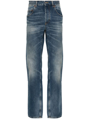 SAINT LAURENT Classic Men's Blue Low Rise Straight Leg Jeans for SS24