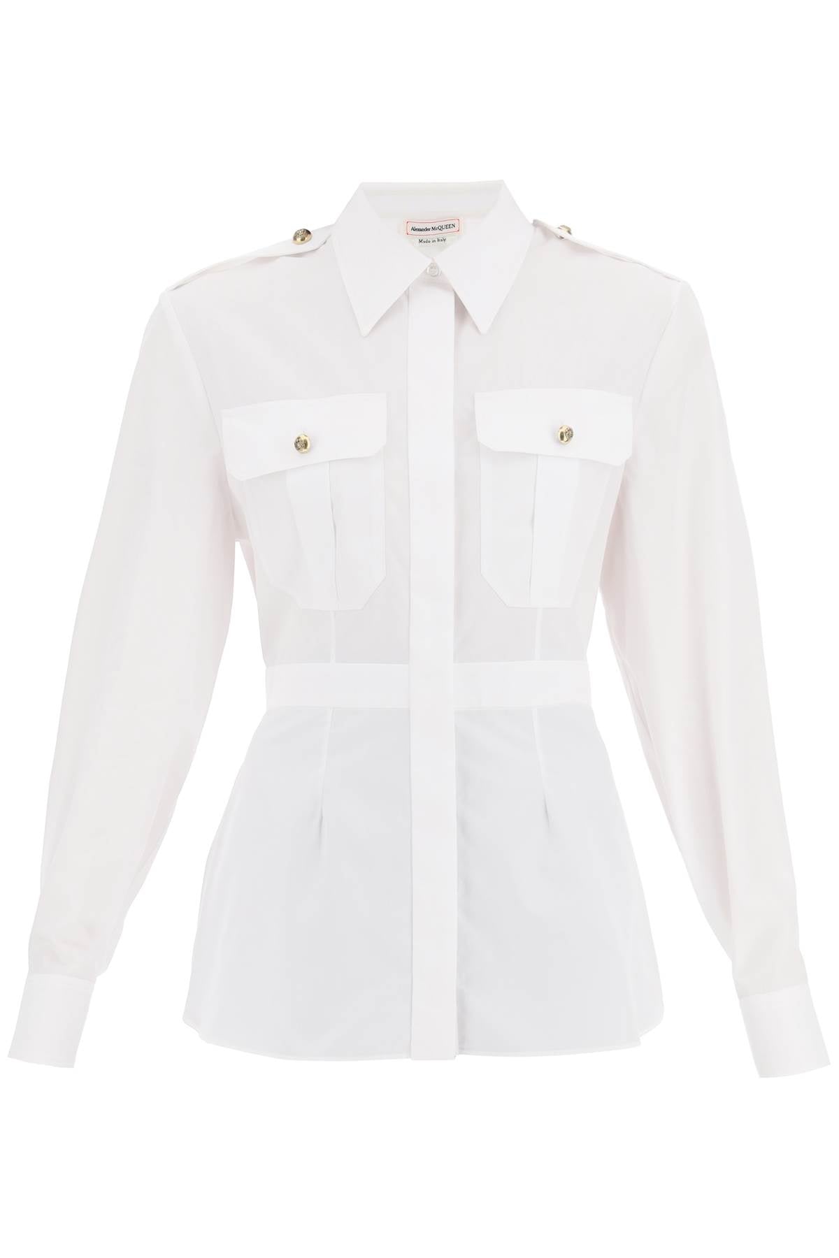 ALEXANDER MCQUEEN White Pleated Cotton Shirt for Women - FW24 Collection