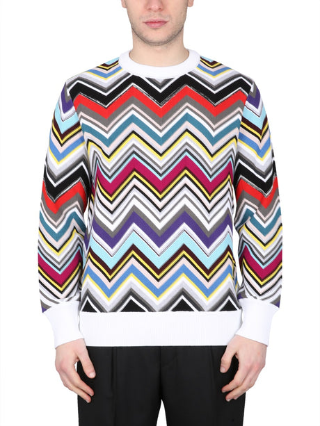 MISSONI Men's Regular Fit Wool Crew Neck Sweater