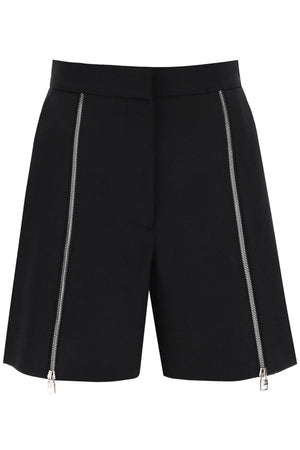 ALEXANDER MCQUEEN High-Waisted Wool Shorts with Front Zippered Gussets