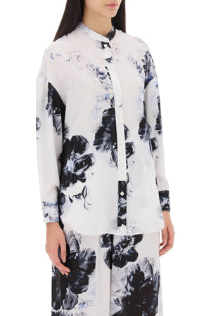 ALEXANDER MCQUEEN Maxi Silk Shirt in Orchid Print for Women in Mixed Colours