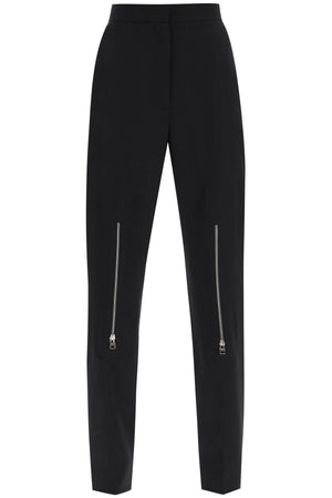 ALEXANDER MCQUEEN Stylish Black Wool Pants with Zippers on Knees for Women