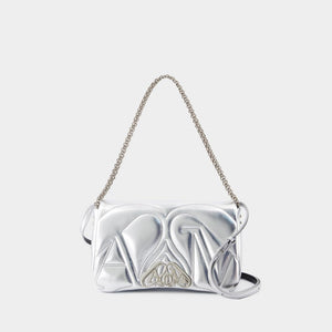 Alexander McQueen The Seal Small Metallic Silver Crossbody Bag for Women SS24