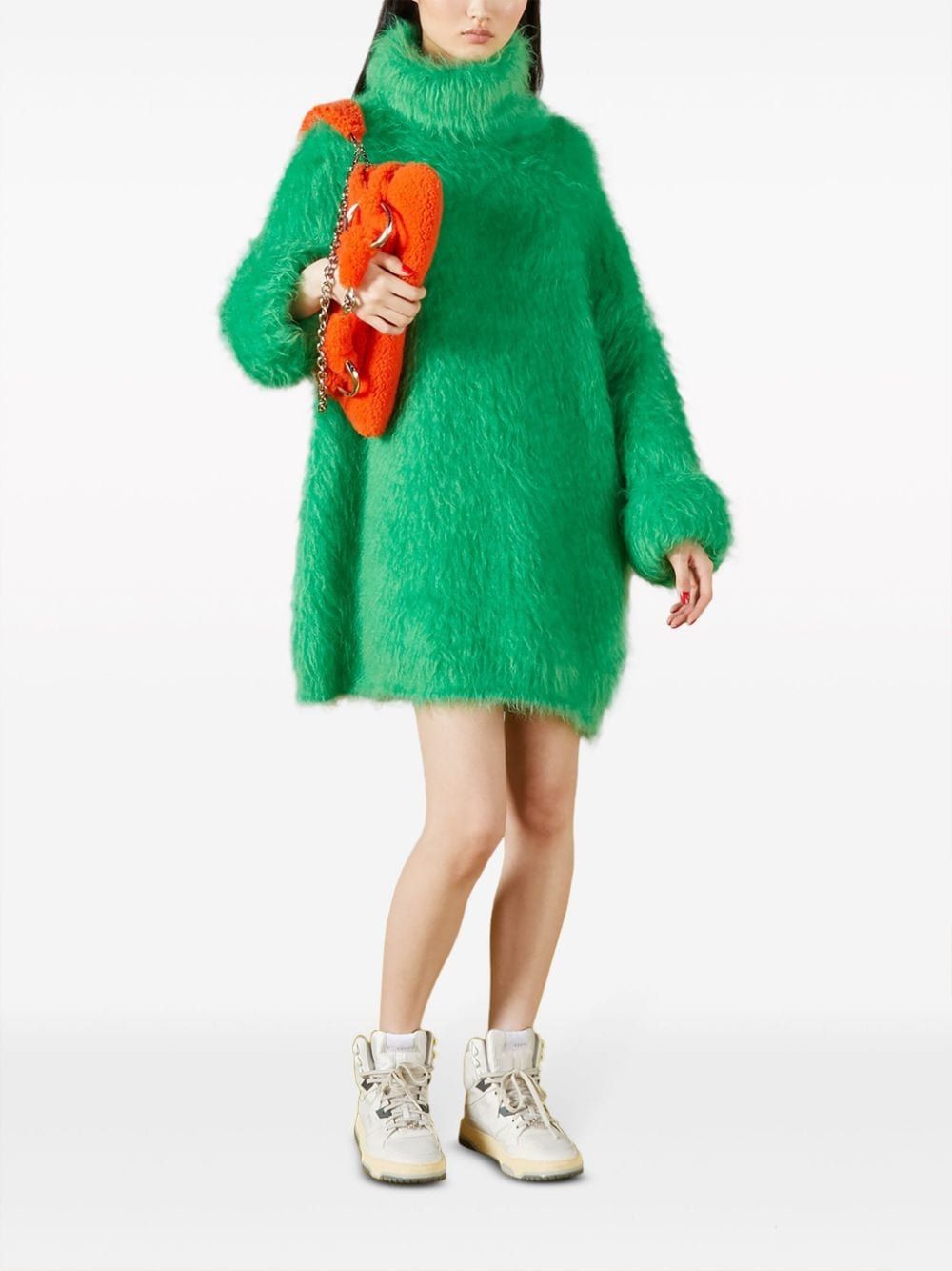 Green Knit Turtleneck Dress for Women - FW23 Collection