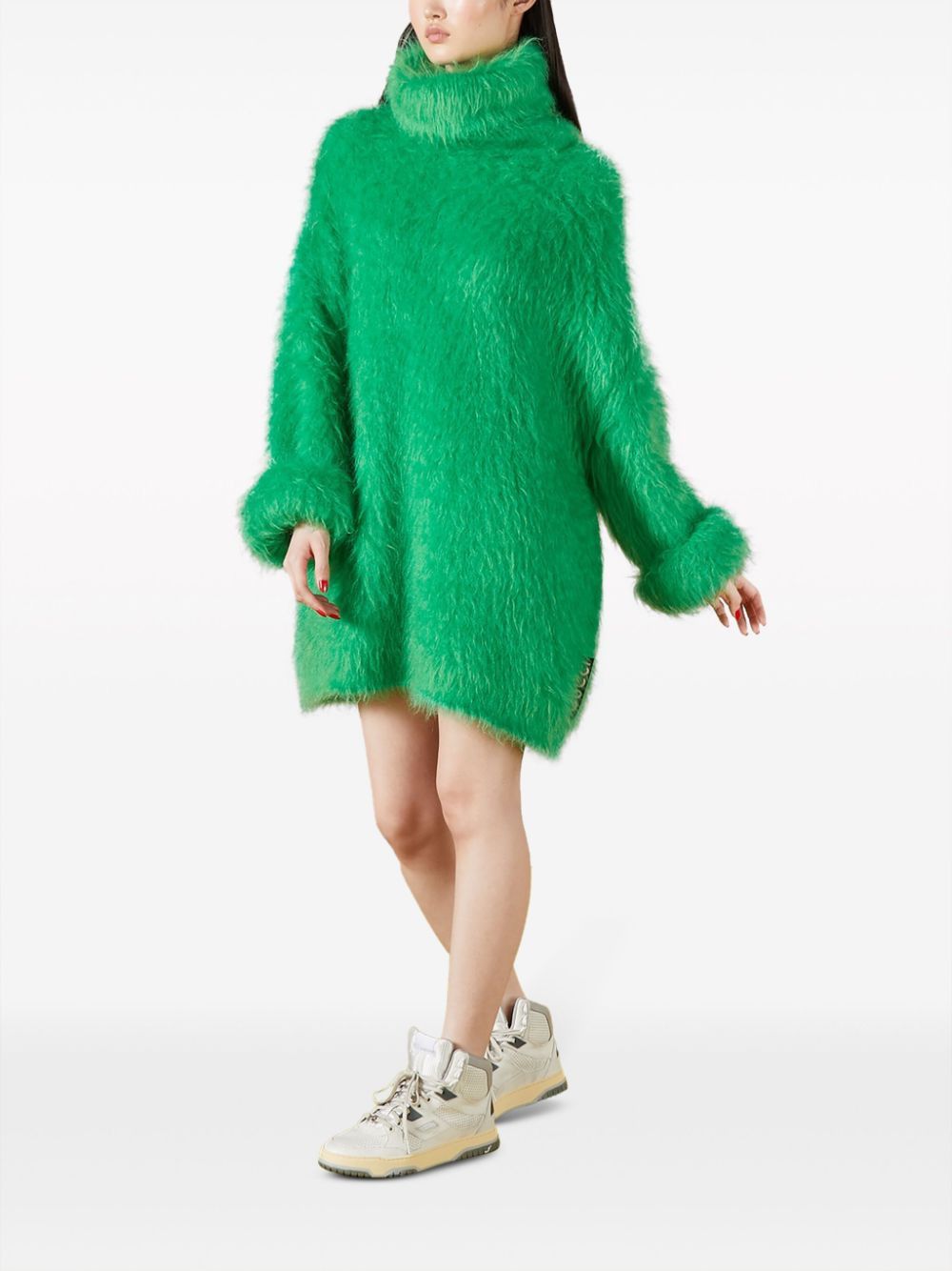 Green Knit Turtleneck Dress for Women - FW23 Collection