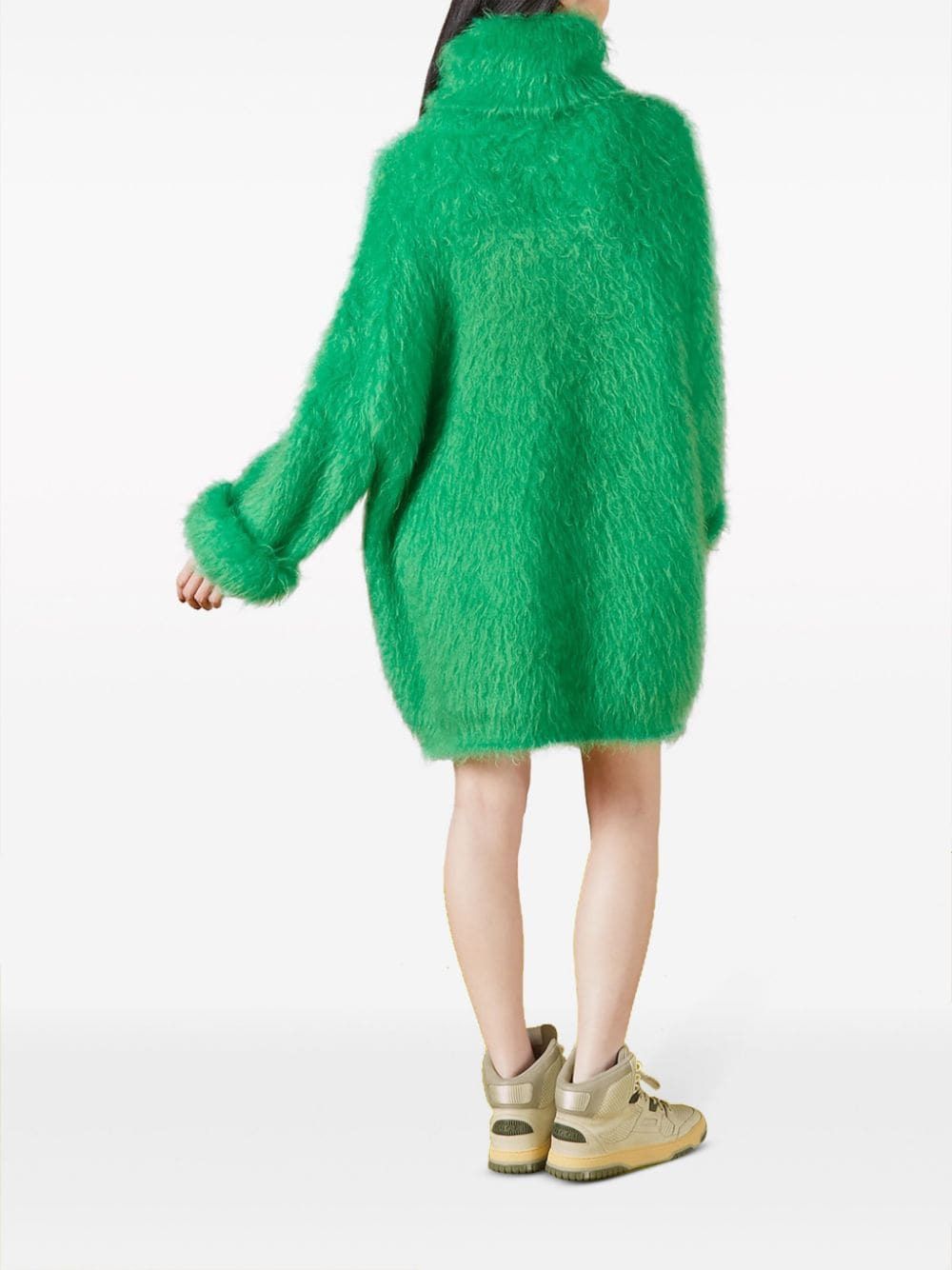 Green Knit Turtleneck Dress for Women - FW23 Collection