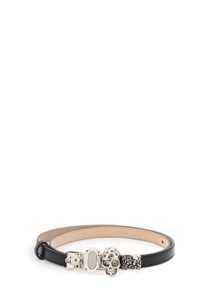 ALEXANDER MCQUEEN Smooth Leather Knuckle Belt with Antique Silver-Finished Buckle