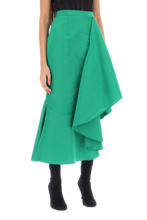 ALEXANDER MCQUEEN Asymmetrical Skirt with Maxi Flounce - Green