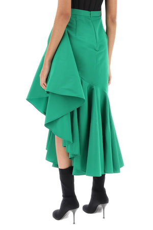 تنورة غير متماثلة مع تنورة طويلة - أخضر