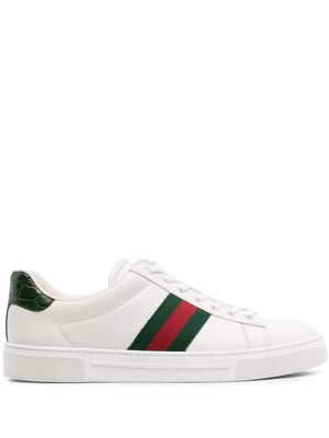 GUCCI Elegant White Leather Sneakers with Signature Accents