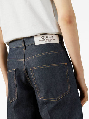 GUCCI Mid-Rise Navy Wide-Leg Denim Jeans for Men - FW23 Collection