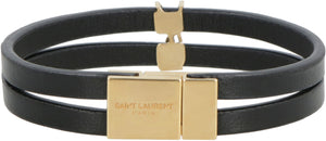 SAINT LAURENT Double-Strand Lambskin Bracelet