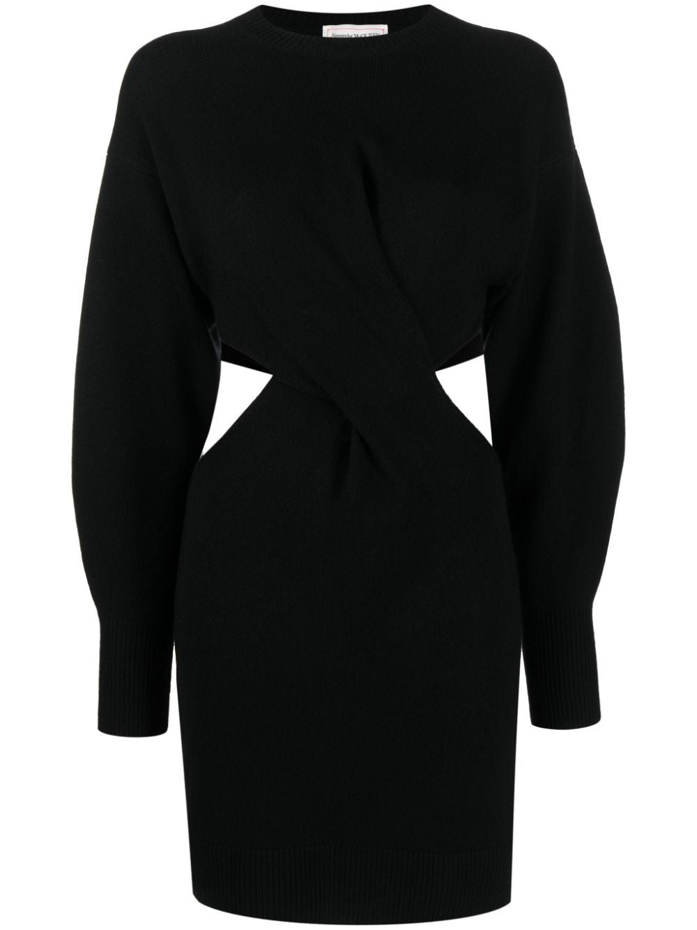 فستان صوف أسود قصير للنساء لموسم خريف وشتاء ٢٠٢٣