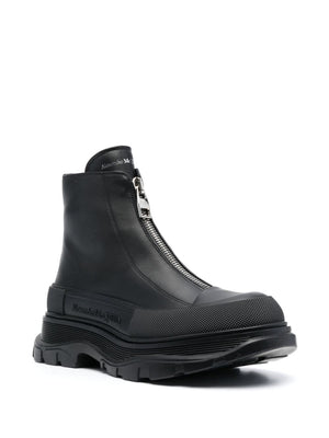 ALEXANDER MCQUEEN Men's Tread Slick Zip-Up Ankle Boots in Black for FW23