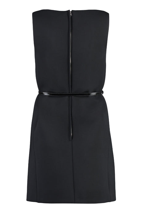 GUCCI Black Wool-Blend Dress with Front Pockets, Leather Belt, and Metal Horsebit for Women