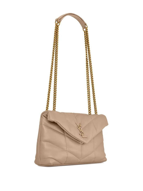 SAINT LAURENT Quilted Shoulder Bag in Neutral Beige for Fashionable Women