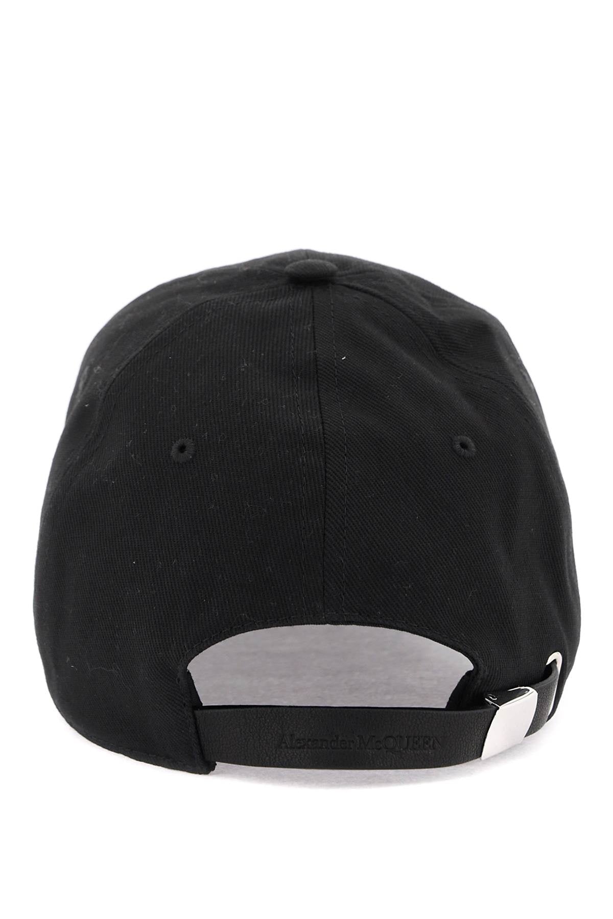 Men's Black Cotton Skull Logo Varsity Hat