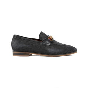 Giày moccasin nam bằng vải cotton đen dành cho mùa Xuân-Hè 24