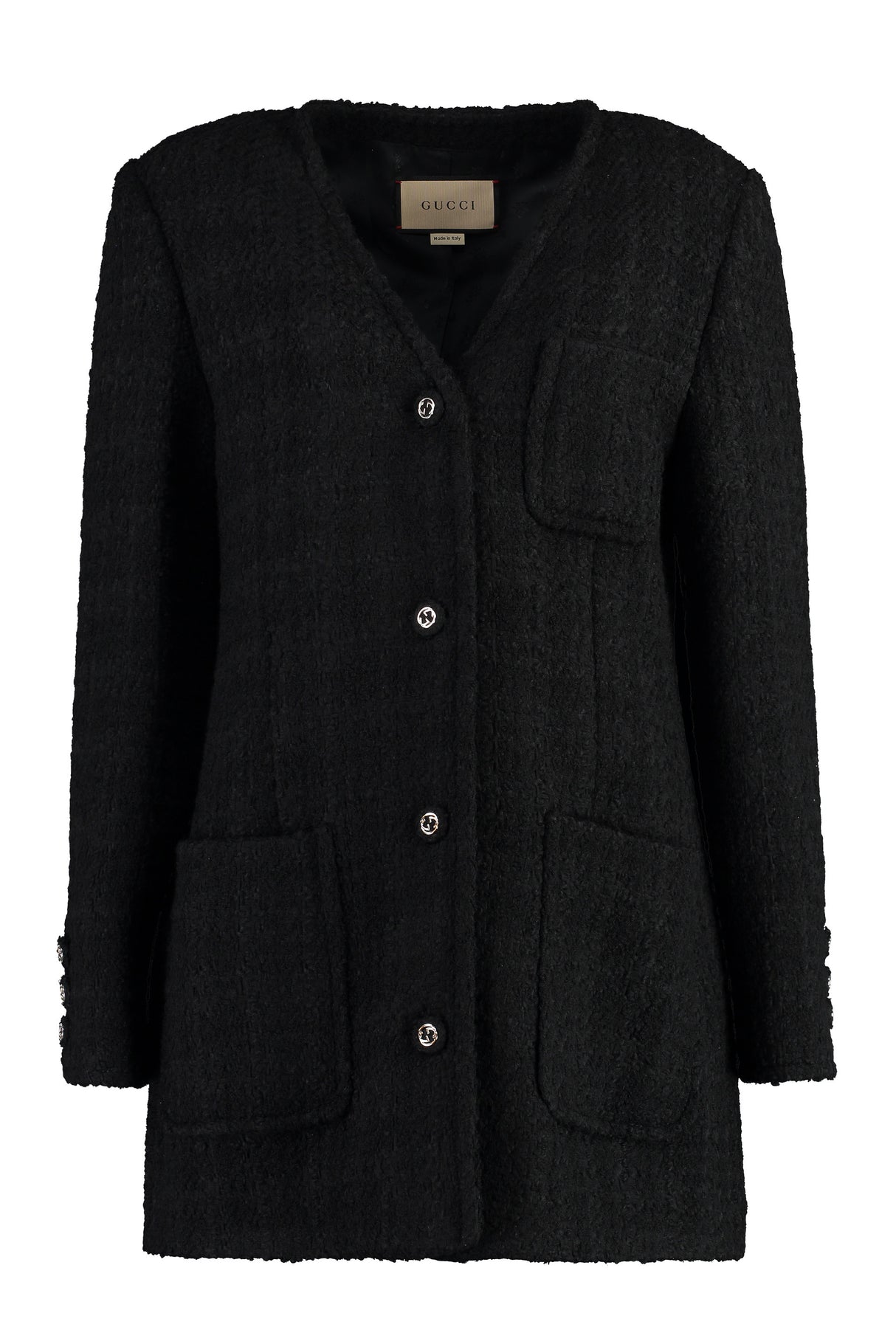 GUCCI Classic Black Tweed Jacket for Women - SS24 Collection