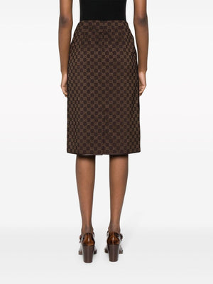 GUCCI Brown Viscose Skirt with Back Slit for FW23