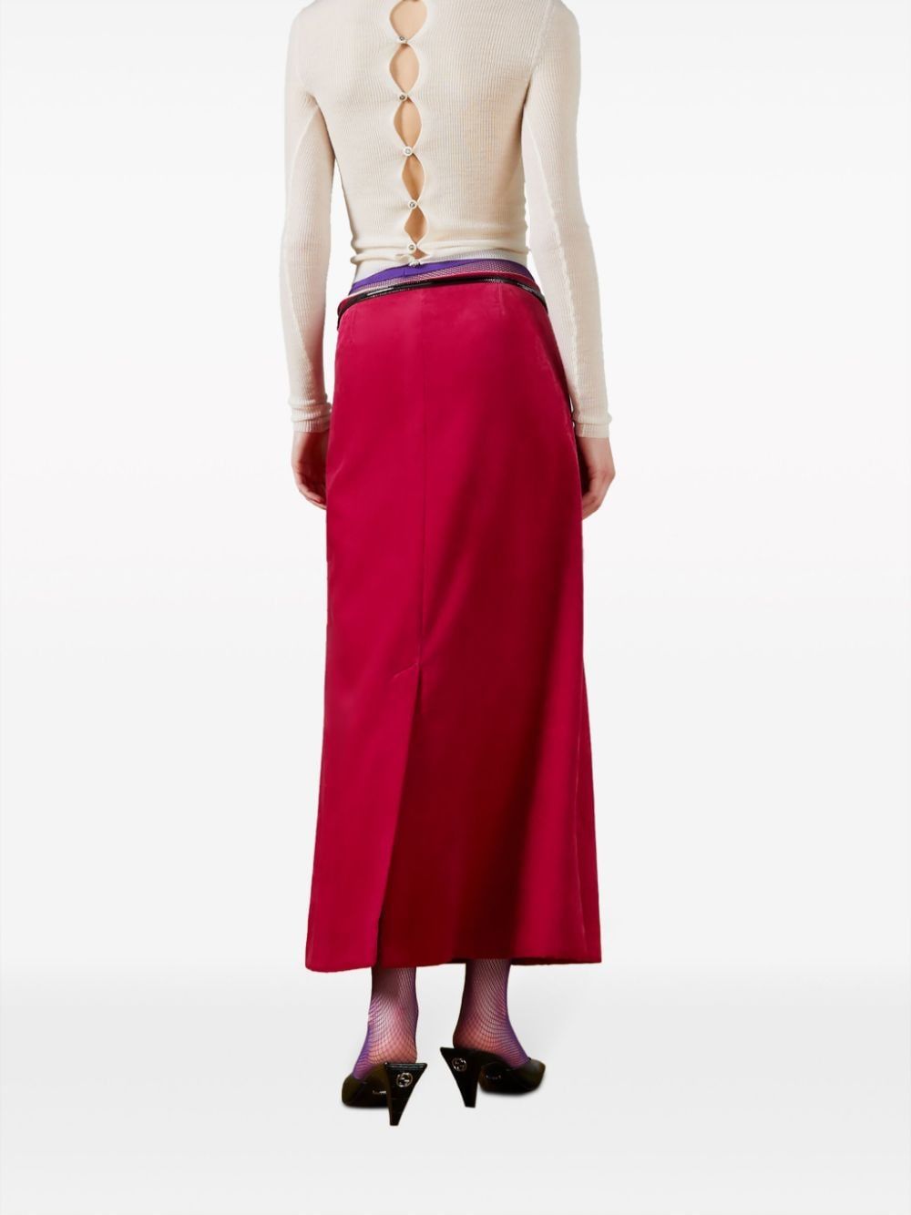 GUCCI Fuchsia Velvet Skirt with Detachable Belt for Women - FW23