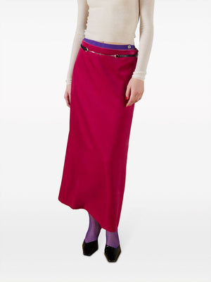 Fuchsia Velvet Skirt with Detachable Belt and Horsebit Buckle