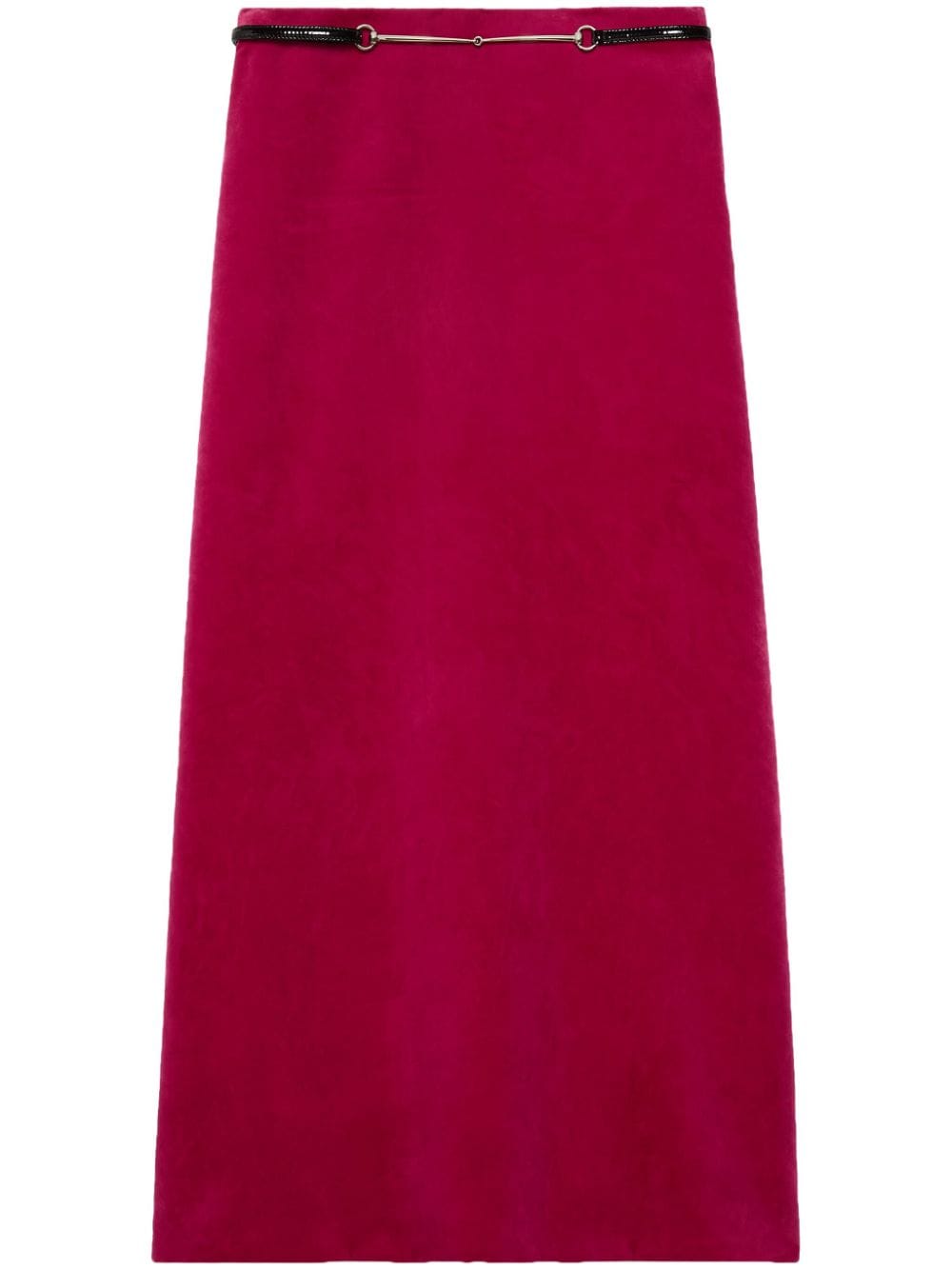 GUCCI Fuchsia Pink Velvet Belted Mid-rise Maxi Skirt for Women