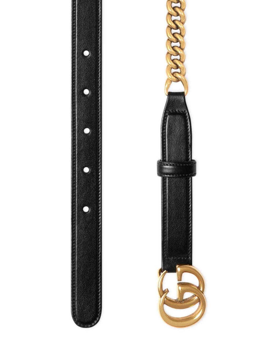 حزام أصلي من الجلد الأسود GG Marmont للنساء