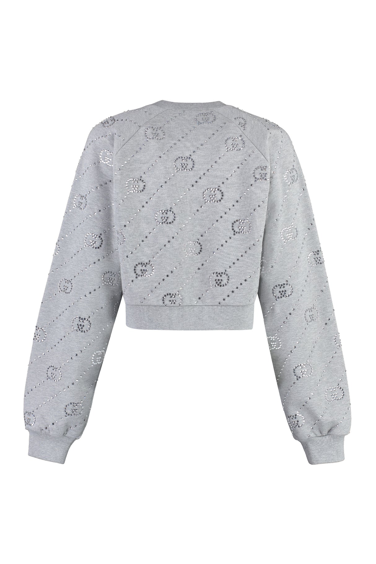 GUCCI Rhinestone Grey Crew-Neck Sweatshirt for Women - FW23 Collection