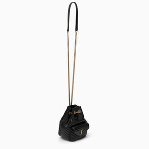 SAINT LAURENT Mini Quilted Lambskin Leather Bucket Bag with Bronze Chain Strap and YSL Metal Detailing