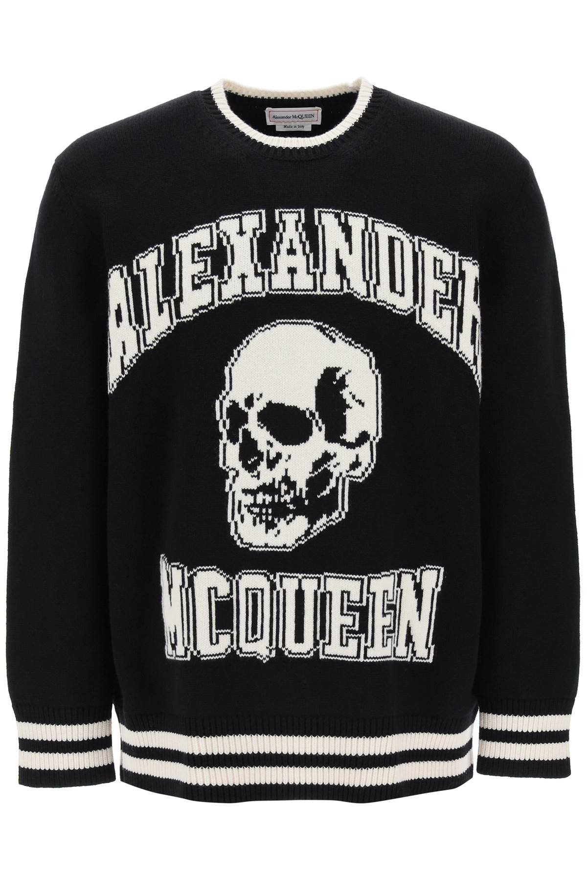 ALEXANDER MCQUEEN Men's Black and White Varsity Pullover for FW23