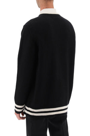 ALEXANDER MCQUEEN Men's Black and White Varsity Pullover for FW23