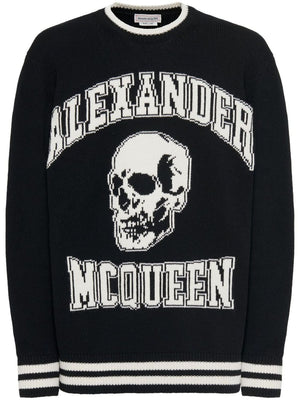 ALEXANDER MCQUEEN Men's Black and White Varsity Pullover for FW23