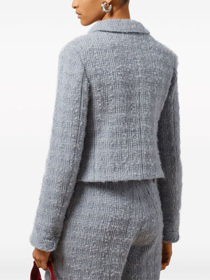 GUCCI Elegant Pale Blue Tweed Jacket