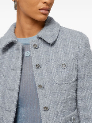 GUCCI Elegant Pale Blue Tweed Jacket