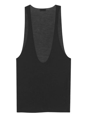 SAINT LAURENT Black Tunic Top for Women - 23FW Season