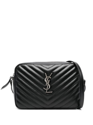 SAINT LAURENT Black Matelassé Leather Shoulder Handbag for Women FW24