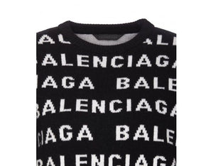 BALENCIAGA Cropped Monogram Black Sweater for Women - SS24